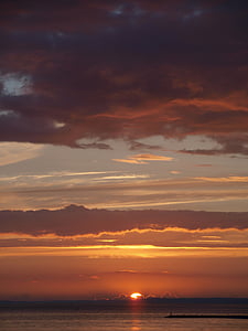 puesta de sol, mar, cielo de la tarde, Estado de ánimo, Mar Báltico, romántica, naturaleza