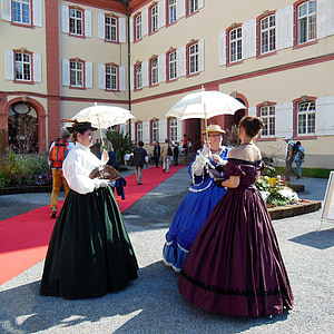 Kostüm, edle, Sonnenschirme, am Bodensee, Insel Mainau, Schloss, Kostüme
