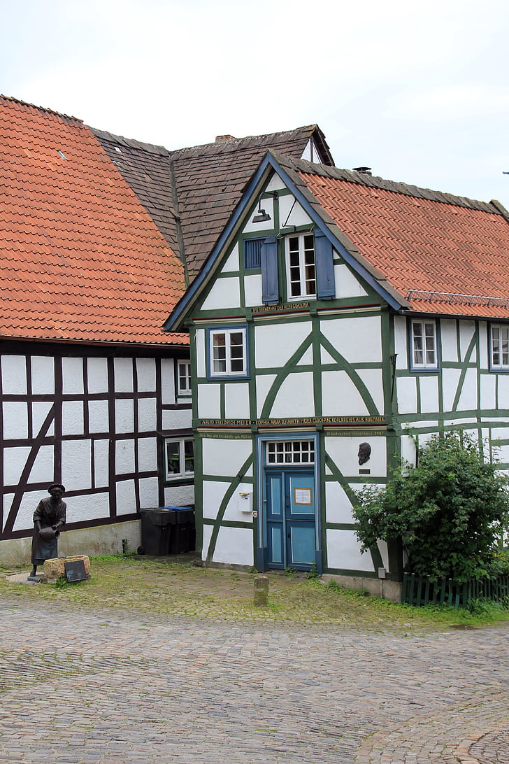 ciudad, edificio, Inicio, truss, fuente, Schwalenberg
