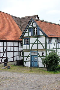 mesto, budova, Domov, krovu, fontána, schwalenberg