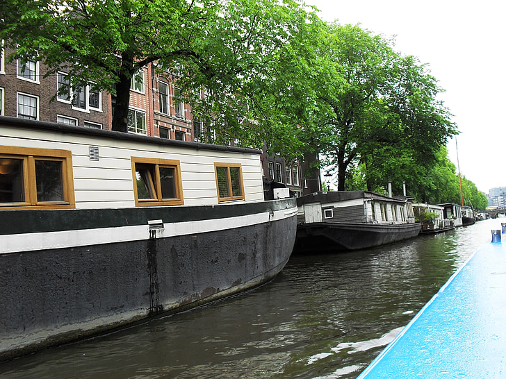 Hollandia, folyó, híd, hajó, Amszterdam, csatorna, tengeri hajó