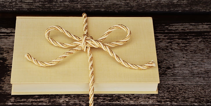 llibre, regal, cordó, cordó d'or, d'or, embalatge, grup
