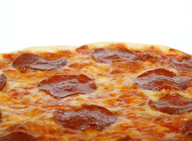pizza, american, baked, bread, cheese, closeup, cooked