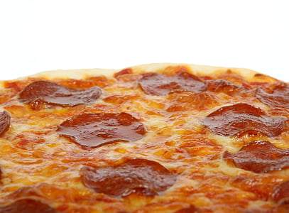 pizza, american, baked, bread, cheese, closeup, cooked