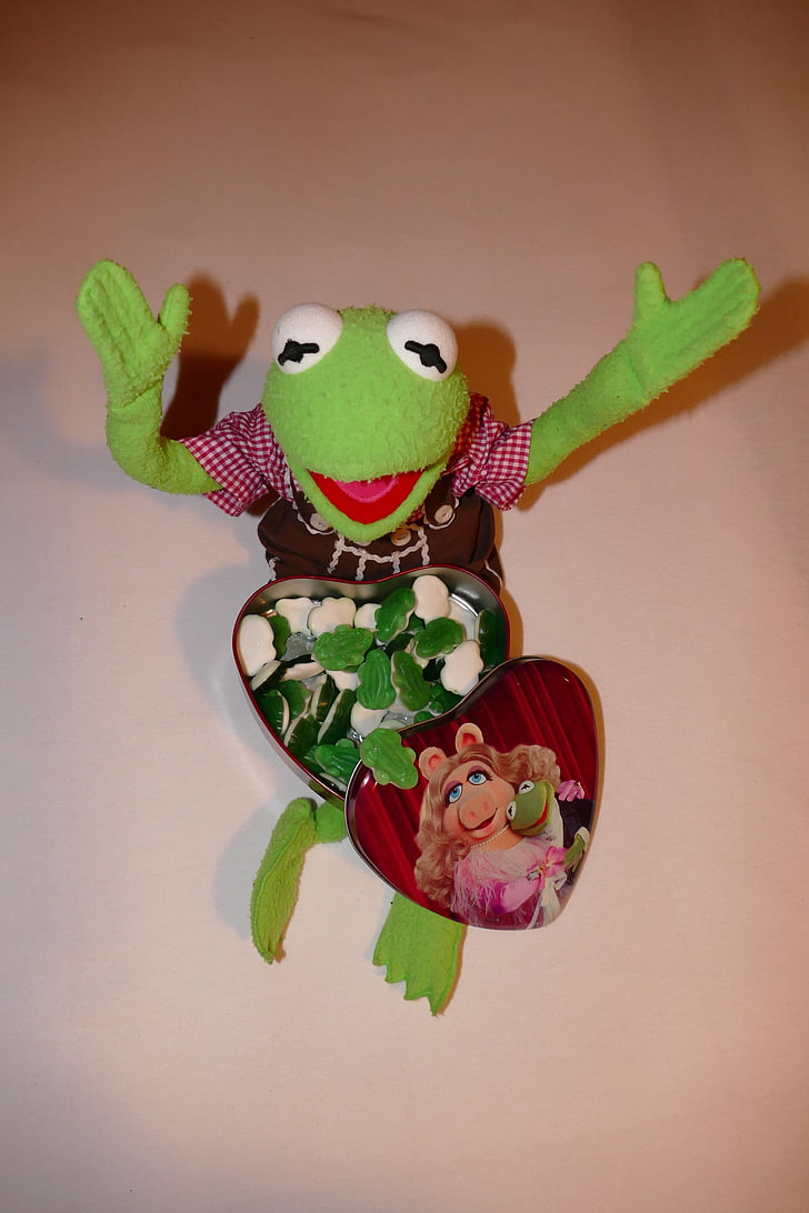 Kermit, broasca, abia aştept, gummibärchen, cauciuc broaşte, cutie, inima