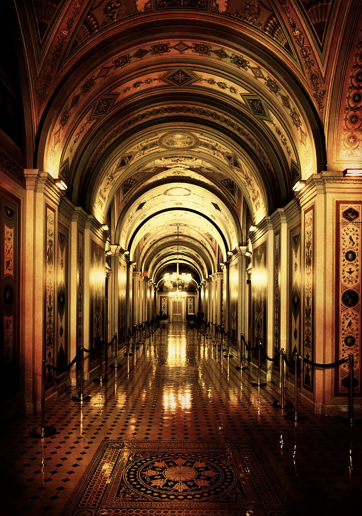 Washington dc, Capitol, pis, colla, arquitectura, EUA, passadís interior