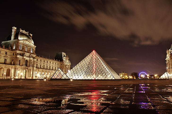 Louvre, Paříž, Francie, Architektura, umění, budova, město