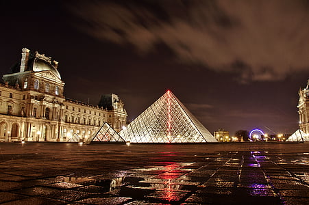 Louvre, Paříž, Francie, Architektura, umění, budova, město