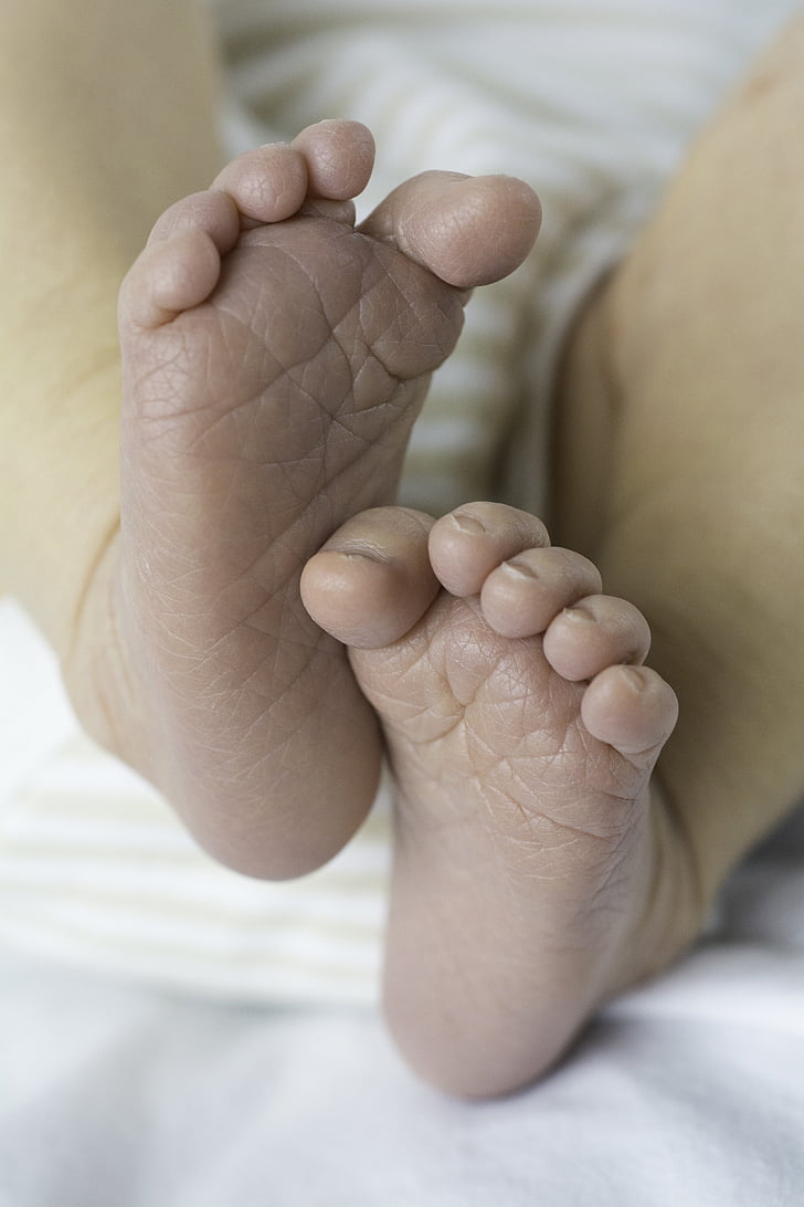 bērnu, kājām, jaundzimušo, maz, zīdainim, bērnu, mazs