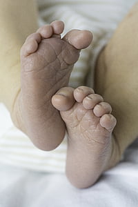 Baby, fötter, nyfödda, lite, spädbarn, barn, liten