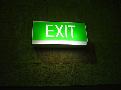 exit, signs, symbol, glowing, icon, green, emergency