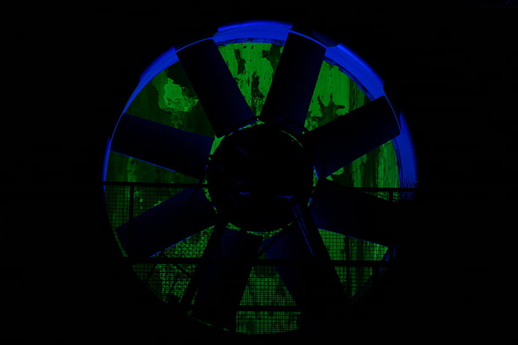 turbine wheel, water power, night photograph, industrial heritage, duisburg, north landscape park, night photography