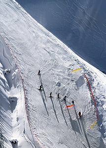 Skupina, lidé, pokovování, lyže, LED, lyžování, lyžař