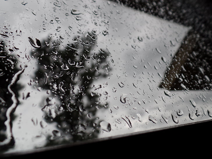 dež, okno, podrobnosti, kapljice, steklo, narave