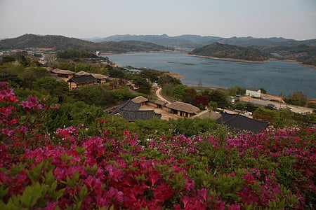 musim semi, rumah, Dinasti Joseon, laut, laut, Gunung, liburan