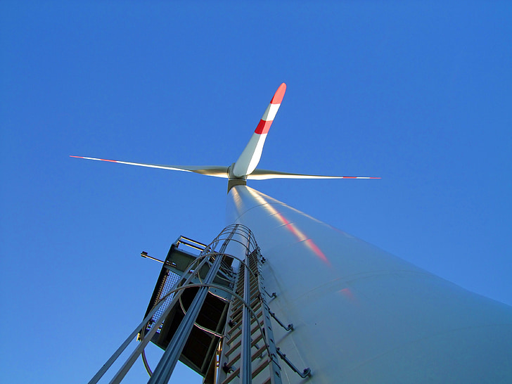 Větrná turbína, rotorové listy, velké, hlava, vysoká, Větrná energie, vítr