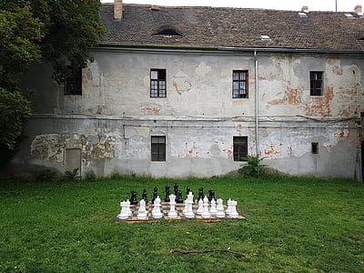Boedapest, Óbuda, schaakspel, Schaken, schaakstukken, schaakbord, contrast