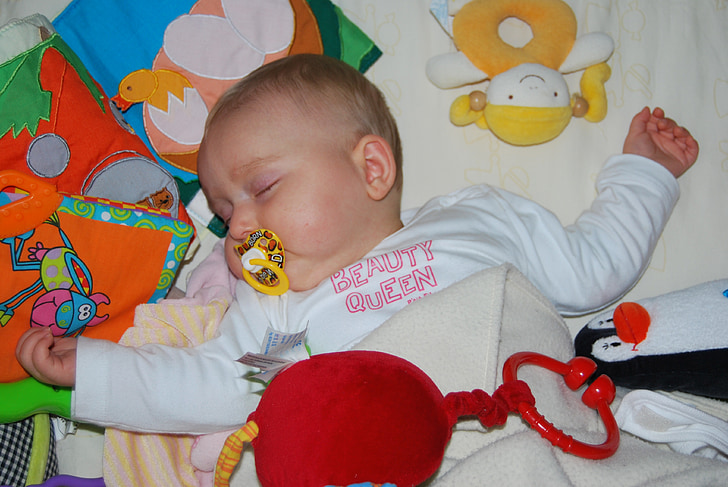赤ちゃん, 睡眠, おもちゃ, おしゃぶり, 人