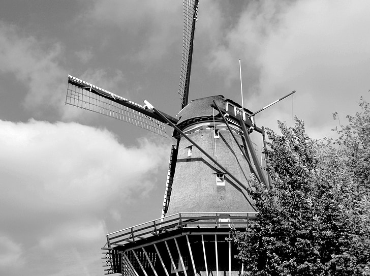 Amsterdam, vjetrenjača, Nizozemska, Nizozemska, nizozemski, mlin, krajolik