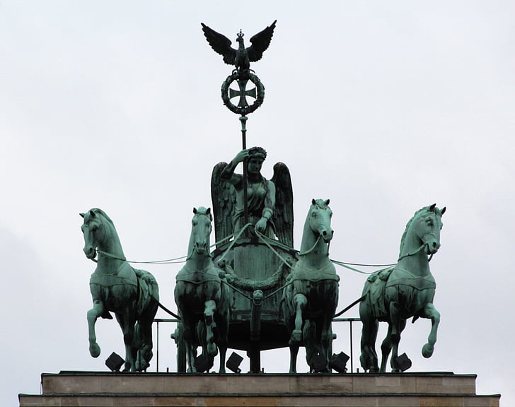Brandenburška vrata, Kvadriga, konji, turistička atrakcija, mjesta od interesa, Povijest, kip
