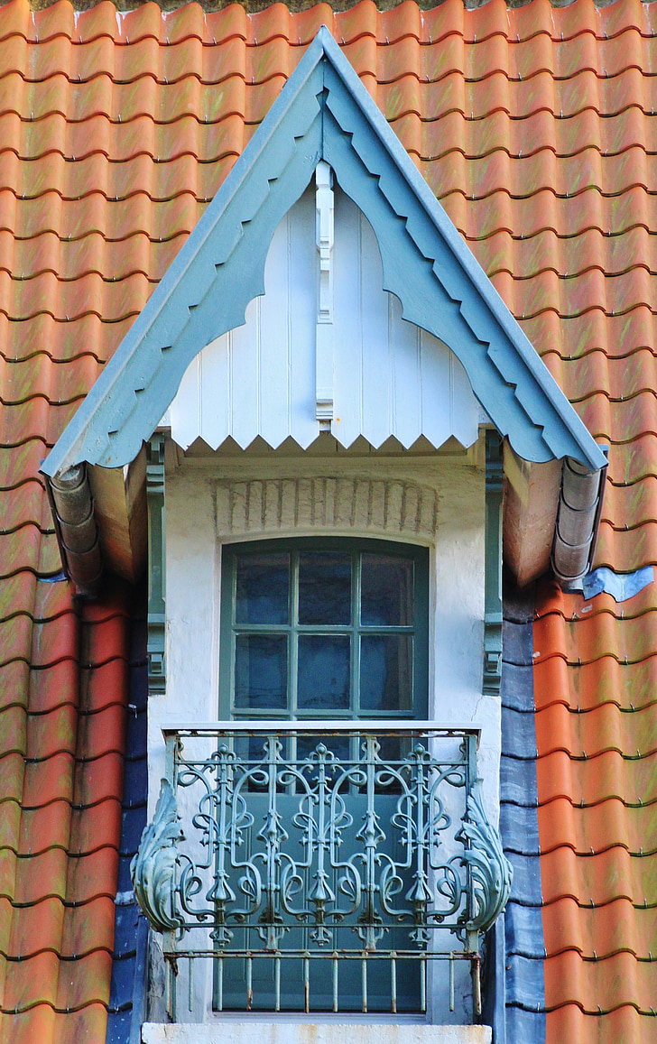 dakvensters, dak, tegel, oude, daken, romantische, balkon