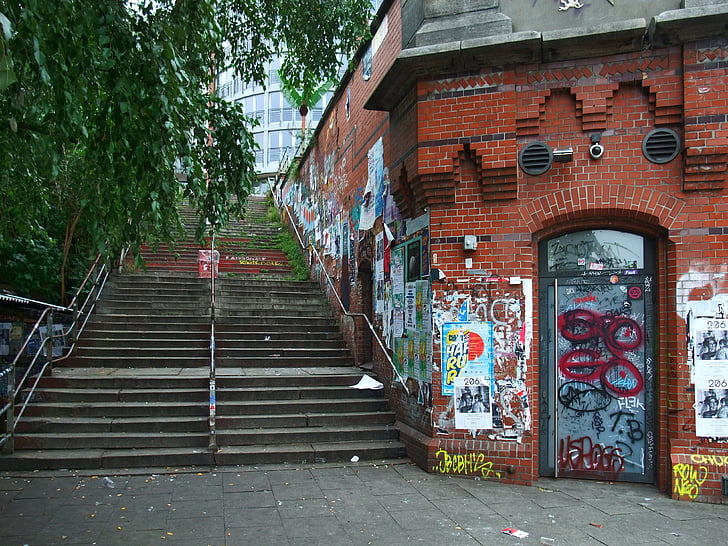 Hamburg, Németország, Harbour city, lépcsők, jelenet