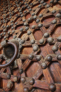 вратата, стар, дървен материал, aldaba, селски, исторически, портал