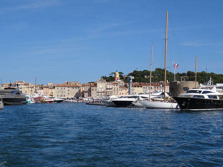 jachtok, tenger, kikötő, Saint Tropez-ban, nyaralás, nyári, táj