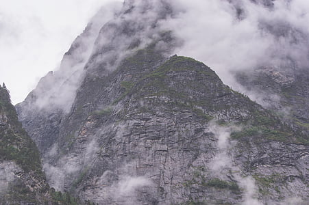 dagslys, tåge, geologi, landskab, lav vinkel skud, tåge, Mountain