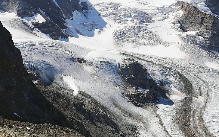 gleccser, jég áramlását, Bernina, alpesi, hegyek, Svájc, Engadin
