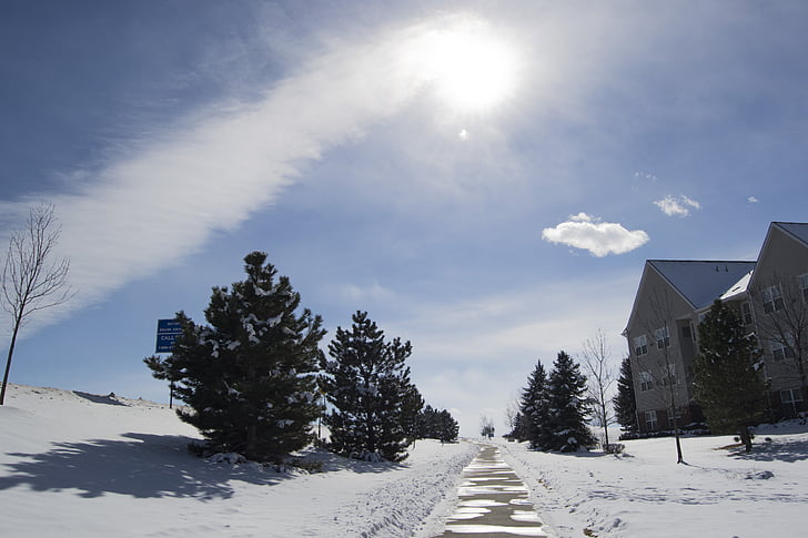 sneg, pozimi, sonce, nebo, Colorado, hladno, slikovito