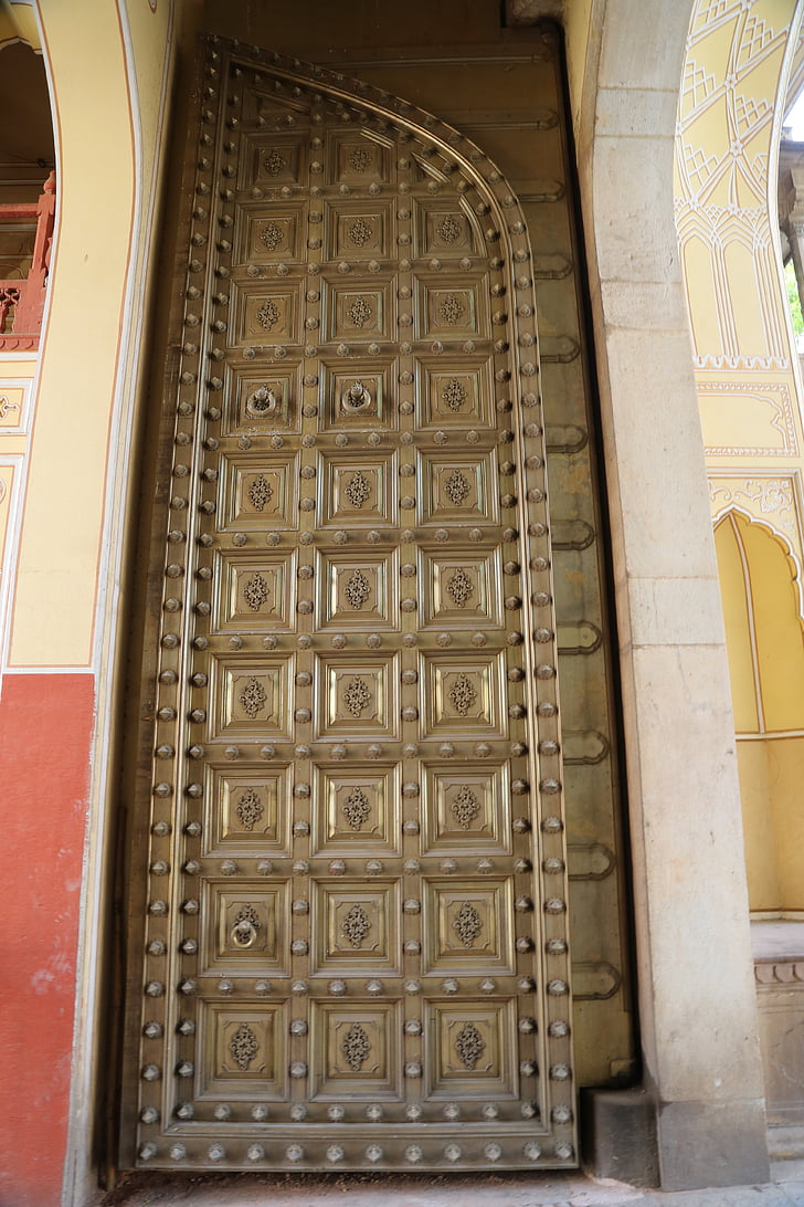dörr, Rajasthan, Jaipur, Indien, Palace, turism, Gate