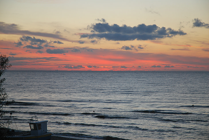 Baltık Denizi, Batı, günbatımı, akşam, Deniz, doğa, gökyüzü