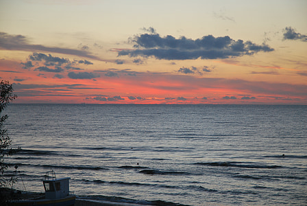 el mar Báltico, oeste, puesta de sol, noche, mar, naturaleza, cielo