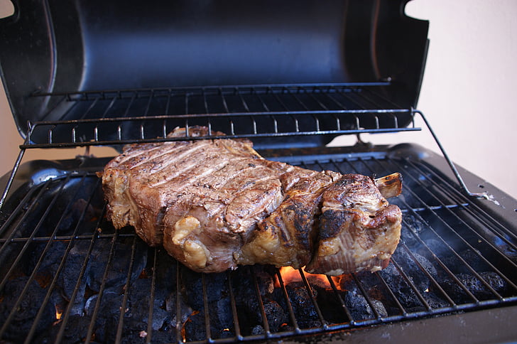 t-bone steak, steak, hovězí maso, maso, gril, grilování, grilování