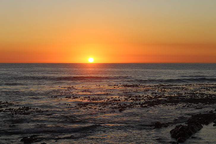 solnedgang, Cape town, Cape, Afrika, stranden, sjøen, hav