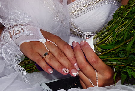 novia, anillo, boda, mujeres, joyería, mano humana