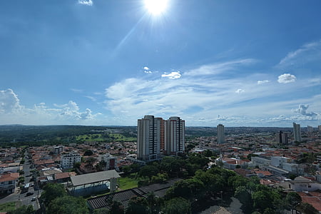 τοπίο, μακρινή θέα, Bauru, ουρανός, Σολ, κτίρια, Βραζιλία