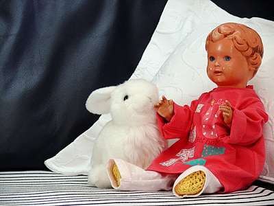 antikvariniai, mergaitė, lėlės, Žaislai, meškiukas, daugiau nei 60 metų amžiaus