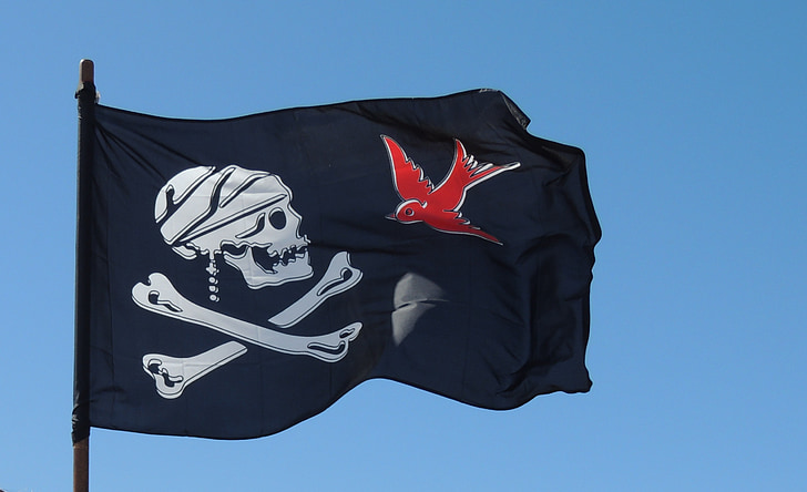 kalóz, zászló, koponya, fekete, keresztbe, Jolly, Roger