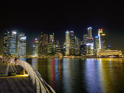 Singapore-floden, Skyline, byggnad, vatten, finansiella distrikt, skyskrapa, arkitektur