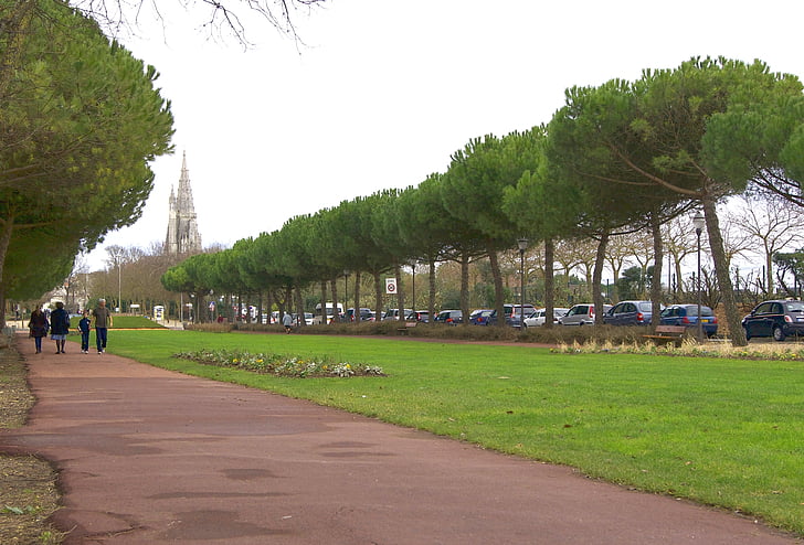 La rochelle, Francie, město, parku, Plaza, chodník, stromy