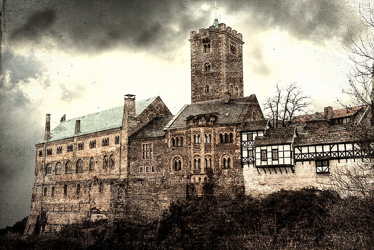 Eisenach, Wartburg slott, Thüringen Tyskland, slott, världsarv, kulturarvet, rustik