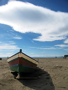 Barca, ribolov, plaža, oblak, Costa, Costa del sol, more