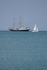 perahu layar, Marseille, Port, tiga-masted, Prancis, Mediterania, berlayar belem