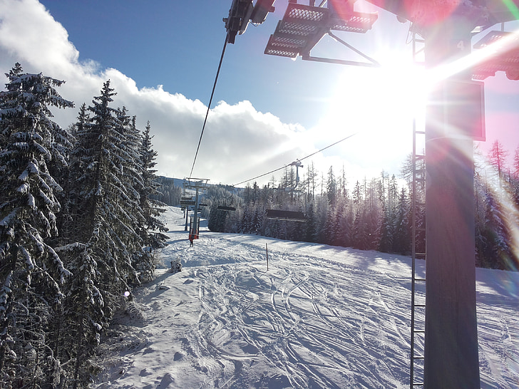 ski lift, skiing, ski area, ski run, gerlitzen, wintry, carinthia