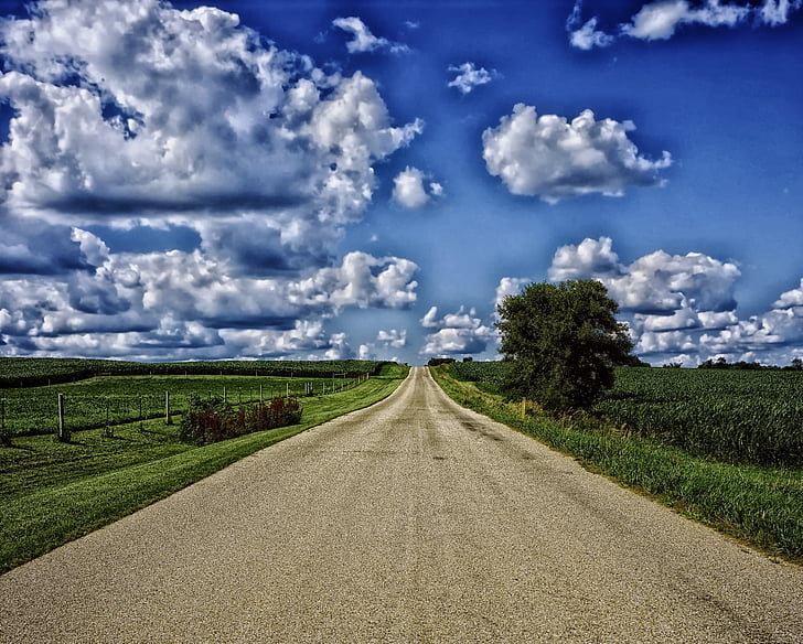 countryside, rural, road, sky, clouds, landscape, scenic