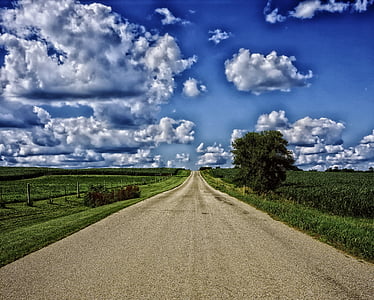 сельской местности, сельских районах, дорога, небо, облака, пейзаж, живописные