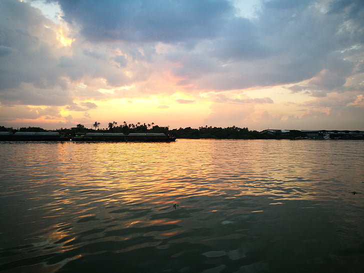 Sunrise, River, aamu, tunteet, Thaimaa, Sunset, Sea
