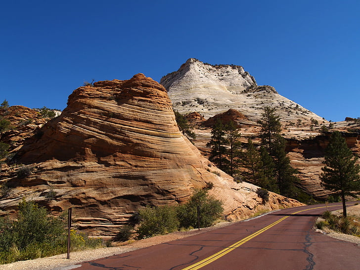 Parque nacional Zion, Utah, camino rojo, paisaje, atracción turística, erosión, rocas rojas